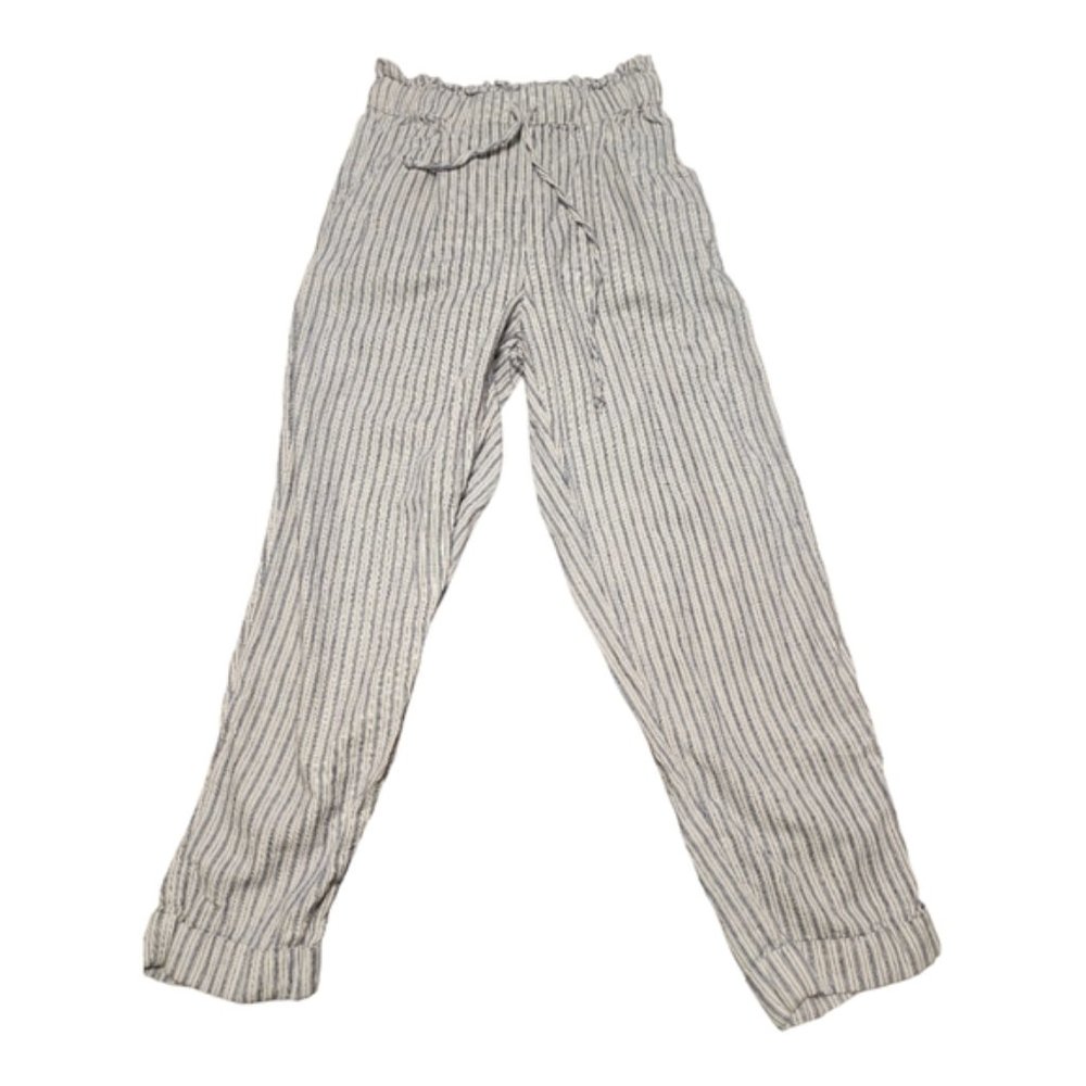 American Eagle Blue White Striped Cuffed Pants Size Small GUC #104